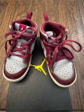 Jordan Kids Maroon and Gray High-Top Sneakers